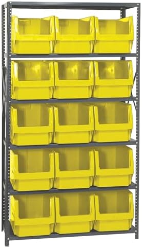 Quantum Storage Systems MSU-533YL Solid Heavy Duty 6 Shelves 15 MAGNUM Yellow Bins 75" H x 42" W x 18" D by QuantumStorageSystems