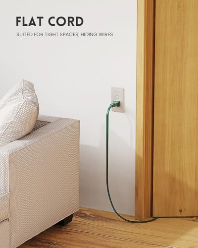 PLUGTUL Green Indoor Extension Cord 3 FT | 2 Prong Extension Cord, 3 Polarized Outlets with Safety Cap Protect for Home Office, 16/2 SPT-2 ETL Listed, 3 Pack - Image 6