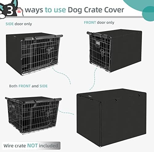 Seiyierr Dog Crate Cover, Dogs Kennel Covers Universal Fit for 24 Inch Wire Crate, Lightweight 600D Polyester Fabric with Double Door,Black - Image 4