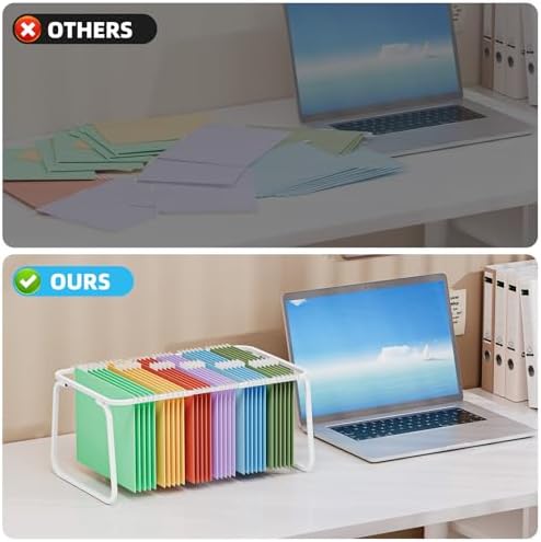 Marbrasse Hanging File Folder Frame, Adjustable Letter Size File Holder 16-25 Inches, Metal File Cabinet Rails for Office, Home, School, White - Image 7
