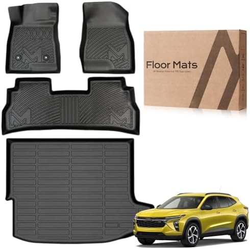 TPE Automotive Floor Mats & Cargo Liner Custom for 2024-2026 Chevy (Chevrolet) Trax & Buick Envista, All Weather Cover Protection Waterproof Black Floor Liner Front & Rear Row Full Set Car Mats, 4PCS by CMVTAuto