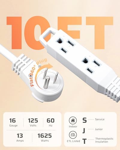 DEWENWILS 360° Rotating Flat Plug Extension Cord, 10FT 16/3C, ETL Listed - Image 7