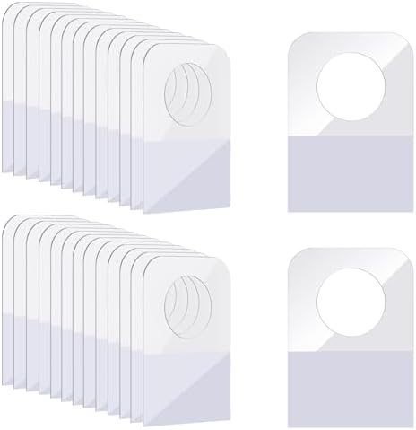 500 Pcs Hang Tags 1.3×0.9 Inch Hang Tabs Round Hole Hanging Tabs Retail Self Adhesive Hang Tags Clear Plastic Hanging Stickers Compatible for Yoto Cards Handicrafts Jewelry Display (1-1/4 x 7/8 Inch) by Prudiut
