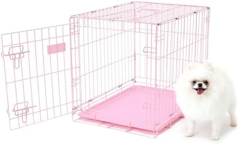 Carlson Pink Secure and Compact Single Door Metal Dog Crate, Small by Carlson%C2%AEPetProducts