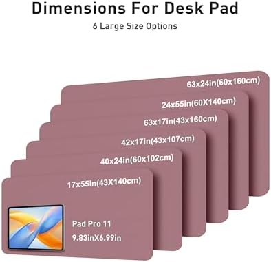 Aothia Faux Leather Desk Mat - Large Mouse Pad, Non-Slip PU Leather Blotter, Waterproof Writing Surface for Office and Home (Dark Pink, 63" x 17") - Image 5