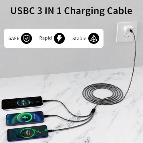 USB C Multi Charging Cable, 3 in 1 Charging Cords for Multiple Devices - Image 2