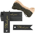 G2PLUS High-end Metallic Gold Thank You Tags, 100PCS 2.8'' x 0.8'' Gift Tags with String for Arts and Crafts,Gift Wrapping (Black) by G2PLUS