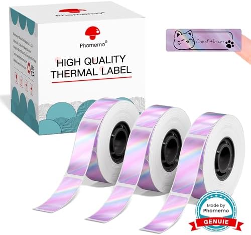 Phomemo D30 D30D Label Tape Black on Purple Stunning Holographic Shine Tape by Phomemo