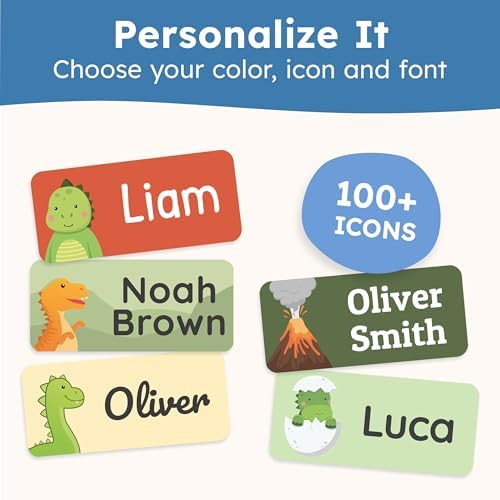 Personalized Name Labels for Kids (210 Labels) - Durable & Waterproof Custom Name Stickers for Clothing Tags, School Supplies, Camp & Daycare - Jurassic (1.2”x0.5”) - Image 5