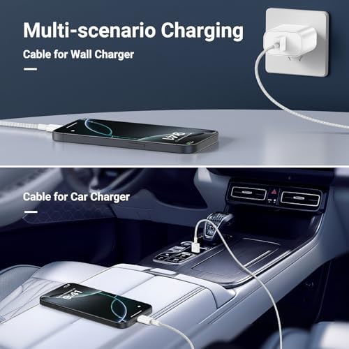 Car Carplay Cable for iPhone 17 16 15 Pro Max, 2Pack [3.3FT+6FT] USB A to USB C Cable Fast Charging, USBC Charger Cord Braided for iPhone 17/16/15 Pro Max/Pro/Plus, for iPad Pro 12.9/11,/Air 5th/4th - Image 6