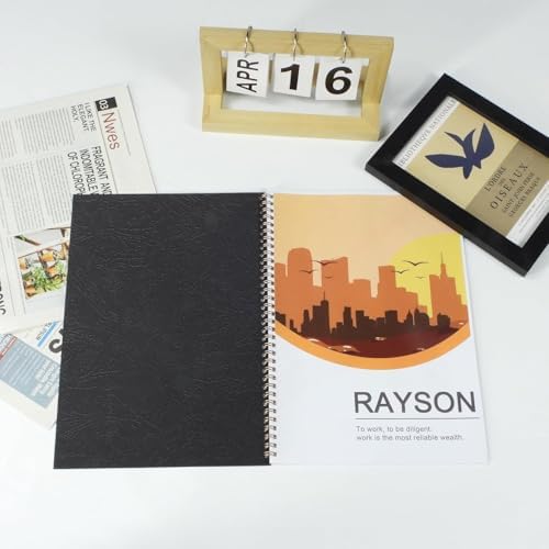 RAYSON 8.5" x 11" Black Leather Texture Binding Covers, 12 Mil Thick, 230gsm Paper, Un-Punched, Letter Size, 100 Pack - Image 4