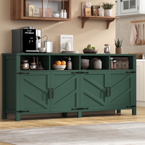 knoworld Buffet Sideboard with Storage Farmhouse, Large Kitchen Storage Cabinet Wood Coffee Bar Cabinet Buffet for Kitchen, Living Room, 63in, Green by KNOWORLD
