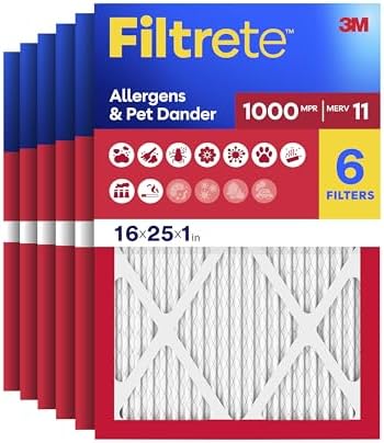 Filtrete 16x25x1 Air Filter, MERV 11, MPR 1000, 6 HVAC Filters by Filtrete