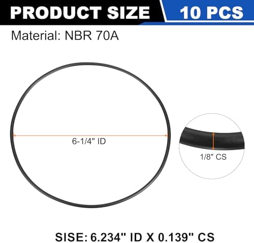 uxcell 10Pcs AS-259 NBR 70A O-Rings 6-1/4"ID x 1/8"CS/6.234"ID x 0.139"CS - Image 2