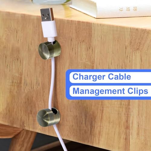 SmallCat 8 Sets Charger Holders for Cords, Antique Copper Color Adjustable Cable Anchor Holders, Adhesive Metal Cord Clips, Cable Management Wire Organizers for Desk, Office, Nightstand - Image 4
