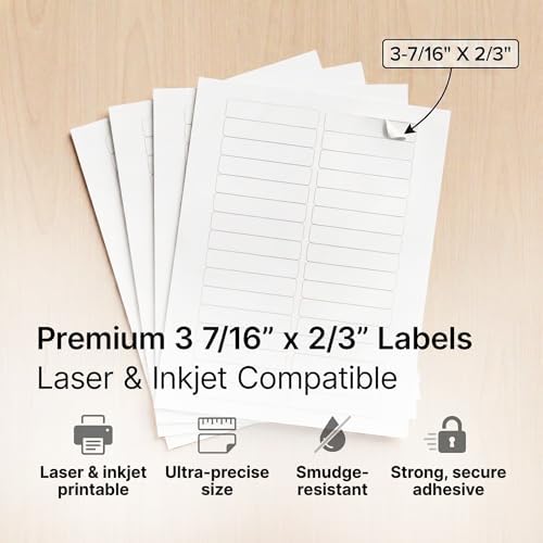 3 7/16" X 2/3" Matte White Printable Labels (30 Sheets, 900 Stickers) File - Image 4
