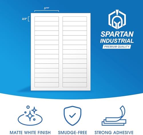3 7/16" X 2/3" Matte White Printable Labels (30 Sheets, 900 Stickers) File - Image 2