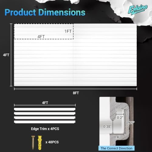 Ezlaino Slatwall 4 FT x 8 FT, PVC Slat Wall Paneling Garage Wall Organizer - Image 2
