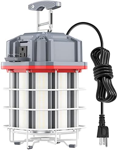 100W LED Temporary Work Light 15000LM 360° Lighting ETL Listed 10' Cable with 120V Plug Portable Hanging Construction Work Lights with ON/Off Switch for Job Site Warehouse Garage Shop Area Lighting by Unknown