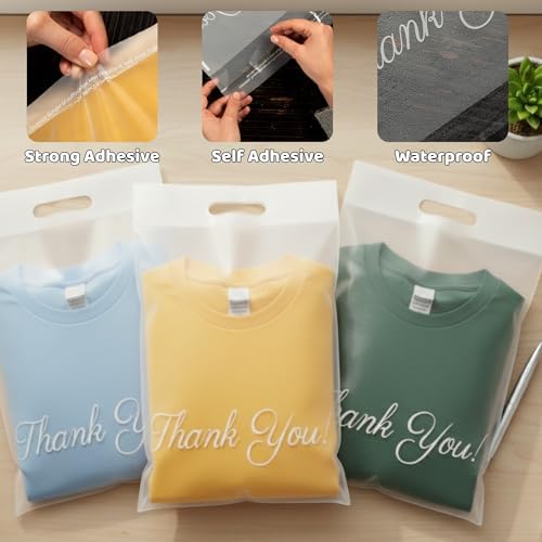 Donyson Frosted Thank You Bags with Handle, 6x9, 100 Pack, for T-Shirts - Image 4