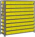 Quantum 1239-401YL Heavy Duty Shelving Unit with (7) Shelve and (36) Yellow Bins (QED601) for Garage Warehouse Storage Distribution | 400 lb Load Capacity | 12"D x 36"L x 39"H, Galvanized Carbon Steel by QuantumStorageSystems