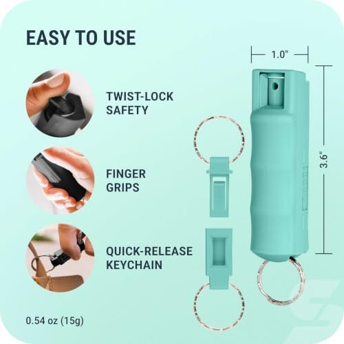 Sabre Pepper Spray with Quick Release Keychain for Self Defense – Multi Pack Max Strength OC with UV Marking Dye, Twist Lock Safety, Finger Grip, 10‑Sec. Spray, 14‑ft Range, Made in USA, 0.54 fl oz - Image 6