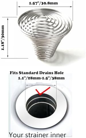 Hair Catcher，Drain Mesh Basket, Bathroom Sink Drain Strainers, for Laundry, Mop Pool, Utility, Slop, RV Sink, Stainless Steel Drain Filter。Fit Hole Size from 1.1" to 1.5"(2Pack) - Image 2