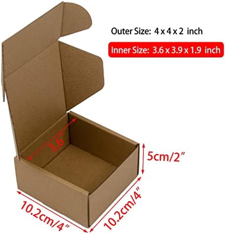 4x4x2 Inches Shipping Boxes Pack of 25, Brown Corrugated Cardboard Boxes for Small Bussiness - Image 2