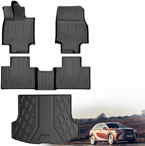 Custom Fit Floor Mats & Cargo Liner for Lexus RX350/RX350h/RX500h 2023-2026 (Excludes RX450h+ PHEV), Heavy Duty TPE All-Weather Trunk Mat by IKABEVEM