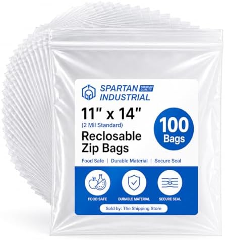 11” X 14” (100 Count) 2 Mil Clear Reclosable Zip Plastic Poly Bags by SpartanIndustrial