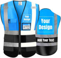 High Visibility Safety Vest with Reflective Strips Customize Logo Hi Vis Team Work Uniform Vest (3XL, Blue black) by YOWESHOP