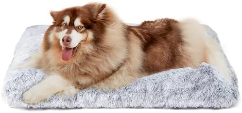 EHEYCIGA Fluffy Dog Crate Bed, Plush Extra Large Plus Dog Pillow, Grey by EHEYCIGA