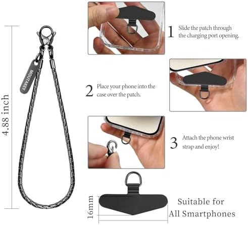 MOUTAKEY Cell Phone Lanyard Crossbody Phone Chain with Metal Detachable Phone Wrist Strap Cute iPhone Chain For Women (Gunmetal Black, Short) - Image 4