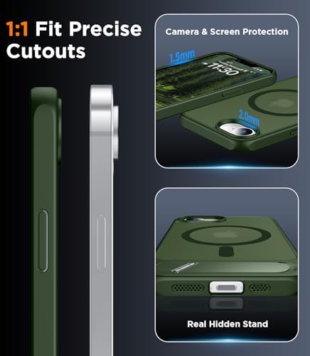 Temdan Magnetic Compatible with iPhone 17e Case & iPhone 16e Case,[Built-in Invisible Kickstand][Compatible with MagSafe][Military Grade Shockproof] Slim Translucent Matte Case for iPhone 16e/17e 6.1" - Image 6
