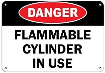 Warning Sign Danger Flammable Cylinder in Use Hazard Sign Flammable Sign Business Sign 12X8 Inches Aluminum Metal Tin Sign by Eletina