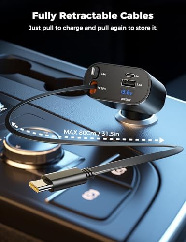 [Upgraded] SUPERONE Retractable Car Charger 4 in 1 Fast Phone Charger - Image 2