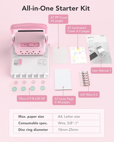 MAKEASY Spiral Cinch Binding Machine - Punches 30 Sheets - 2 in 1 Wire & Disc - Portable Book Binding Kit for DIY Booklets, Journals, Planners & Scrapbooks, Includes Starter Accessories - Image 5