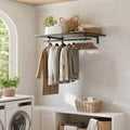 IAE Wall Mounted Clothes Rack with Shelf and Hanging Rod, 36x24in, Black by IAE