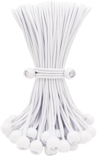 ABINLIN Ball Bungee Cords 10 Inch, 50 Pcs Bungee Cords with Balls, White by ABINLIN