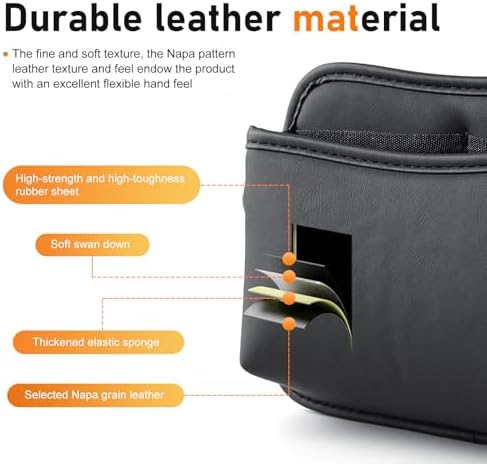 2 PCS Car Seat Side Pocket Organizer, PU Leather Mini Storage Pocket for Car Seats, Doors, Consoles, Dashboard, Vehicle Gap Filler Organizer for Phone, Keys, Sunglass, Wallet (Black) - Image 4