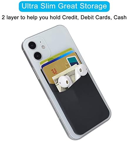SS Card Holder for Back of Phone, Cell Phone Wallet Stick-on Credit Card Sleeve Pocket Silicone Pouch Compatible for iPhone, Samsung Galaxy and Most SamrtPhones 4 Pack - Image 3