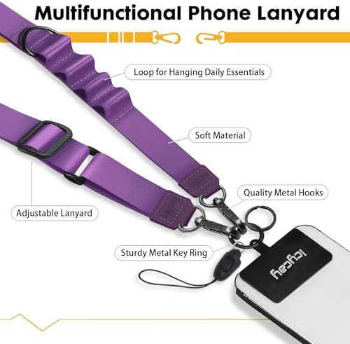 Icycay Phone Lanyard Crossbody Strap Neck Adjustable Teacher Women Purp - Image 3