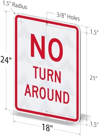 SmartSign "No Turn Around" Sign | 18" x 24" 3M High Intensity Grade Reflective Aluminum - Image 4