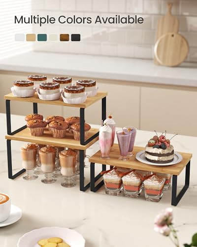 SONGMICS Cabinet Organizer Shelf, Set of 3 Spice Rack, Kitchen Storage - Image 3