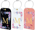 3 Pack Luxury Floral PU Leather Luggage Tags, Travel Accessories Gift (M) by Unknown