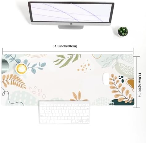 Faux Leather Large Mouse Pad, Office Desk Mat, 31.5"x11.8", Botanical - Image 6