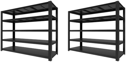 84H Storage Shelves Heavy Duty, 6000 LBS Garage Shelving, 5-Tier Adjustable Metal Garage Shelving Units, for Garage Storage, Warehouses, Basements, and Storage Rooms,(5T-84H x 62.03W x 24D)*2 by KLRFUA