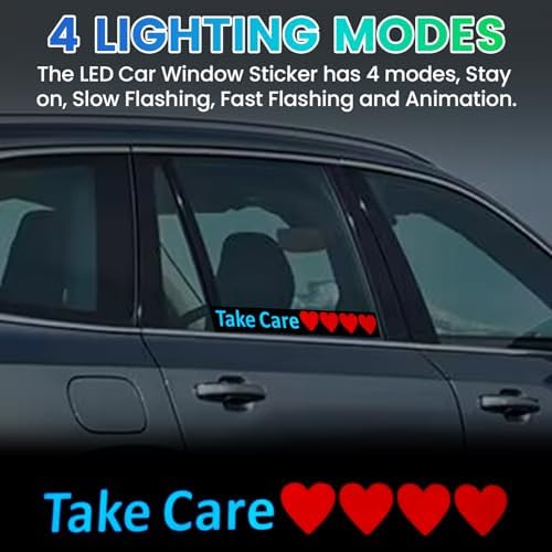 Glowing Car Sticker Take Care Windshield EL Glow Panel Electric Marker Light Car Auto LED Safety Sign Decals Decoration LED Window Sticker - Image 2
