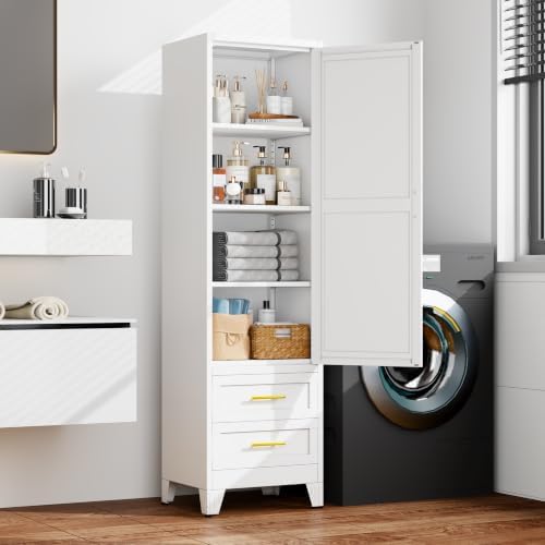 20 inch Wide Storage Cabinet with Doors and Shelves, Tall Narrow Pantry - Image 3