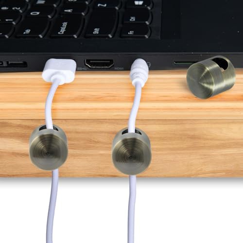 SmallCat 8 Sets Charger Holders for Cords, Antique Copper Color Adjustable Cable Anchor Holders, Adhesive Metal Cord Clips, Cable Management Wire Organizers for Desk, Office, Nightstand - Image 6